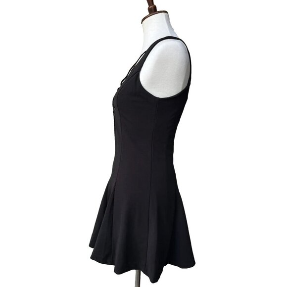 Tea & Cup Womens’s Black Lace Up Skater Mini Dress Size M - Picture 2 of 12